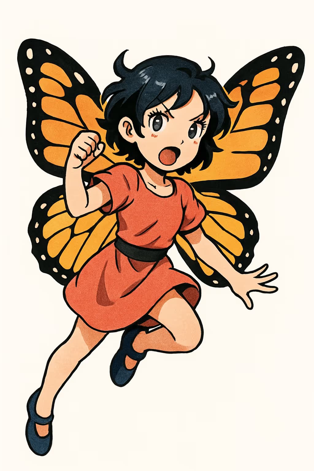 Tatuaje de mariposa estilo anime vibrante