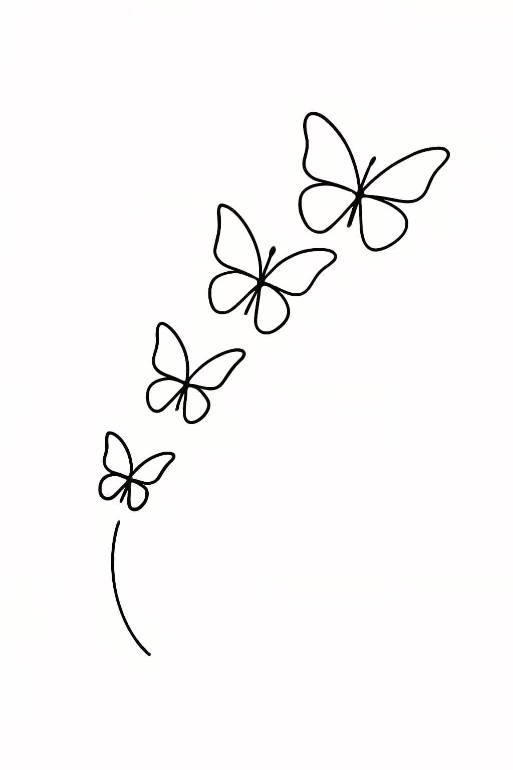 Tatuaje de mariposa minimalista en vuelo ascendente