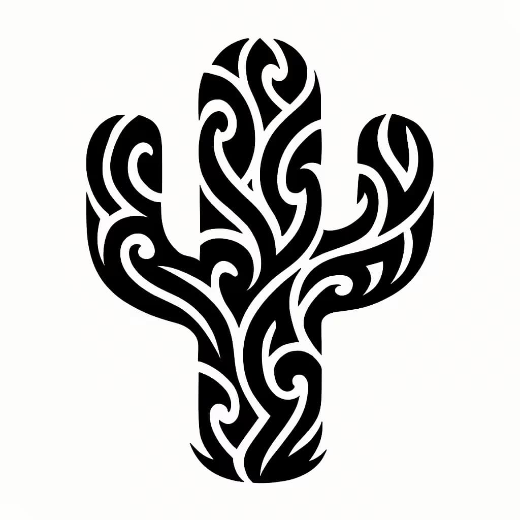 Tatuaje de cactus tribal: fuerza ancestral y unidad