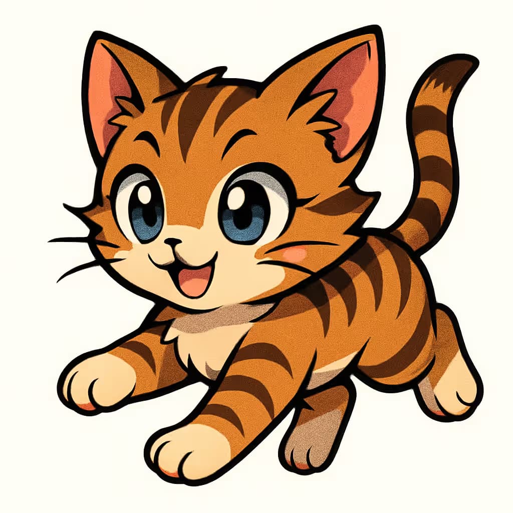 Tatuajes de gatos anime: diseño de gatito curioso