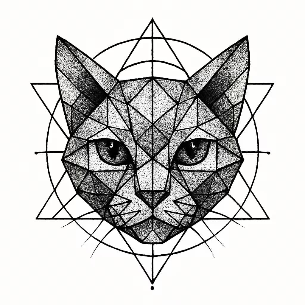 Tatuajes de gatos geométricos: diseño moderno y elegante