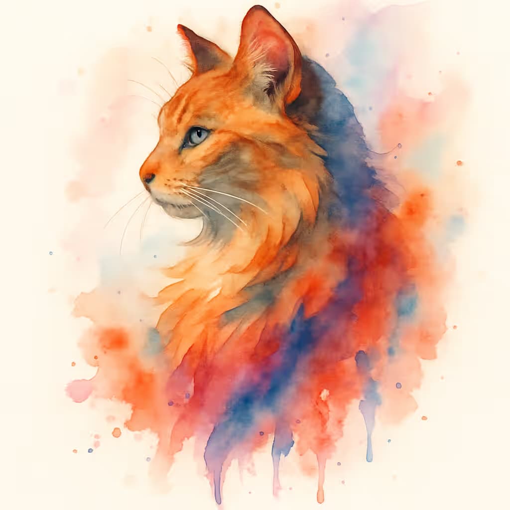 Tatuajes de gatos en acuarela, perfil elegante