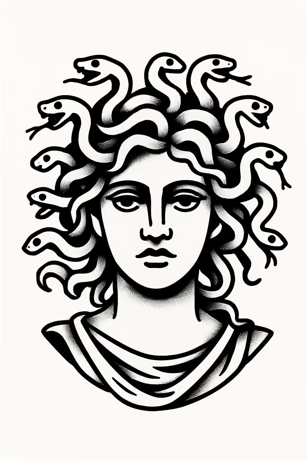 Tatuaje de Medusa clásico en estilo básico