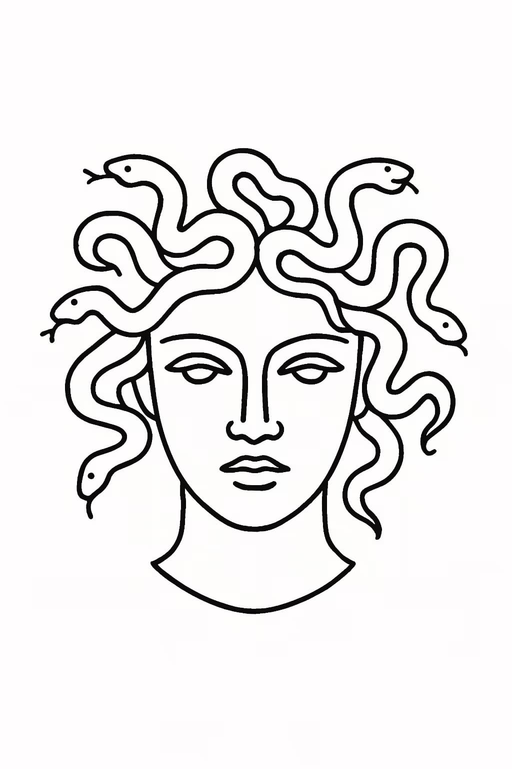 Tatuaje de Medusa minimalista, líneas elegantes