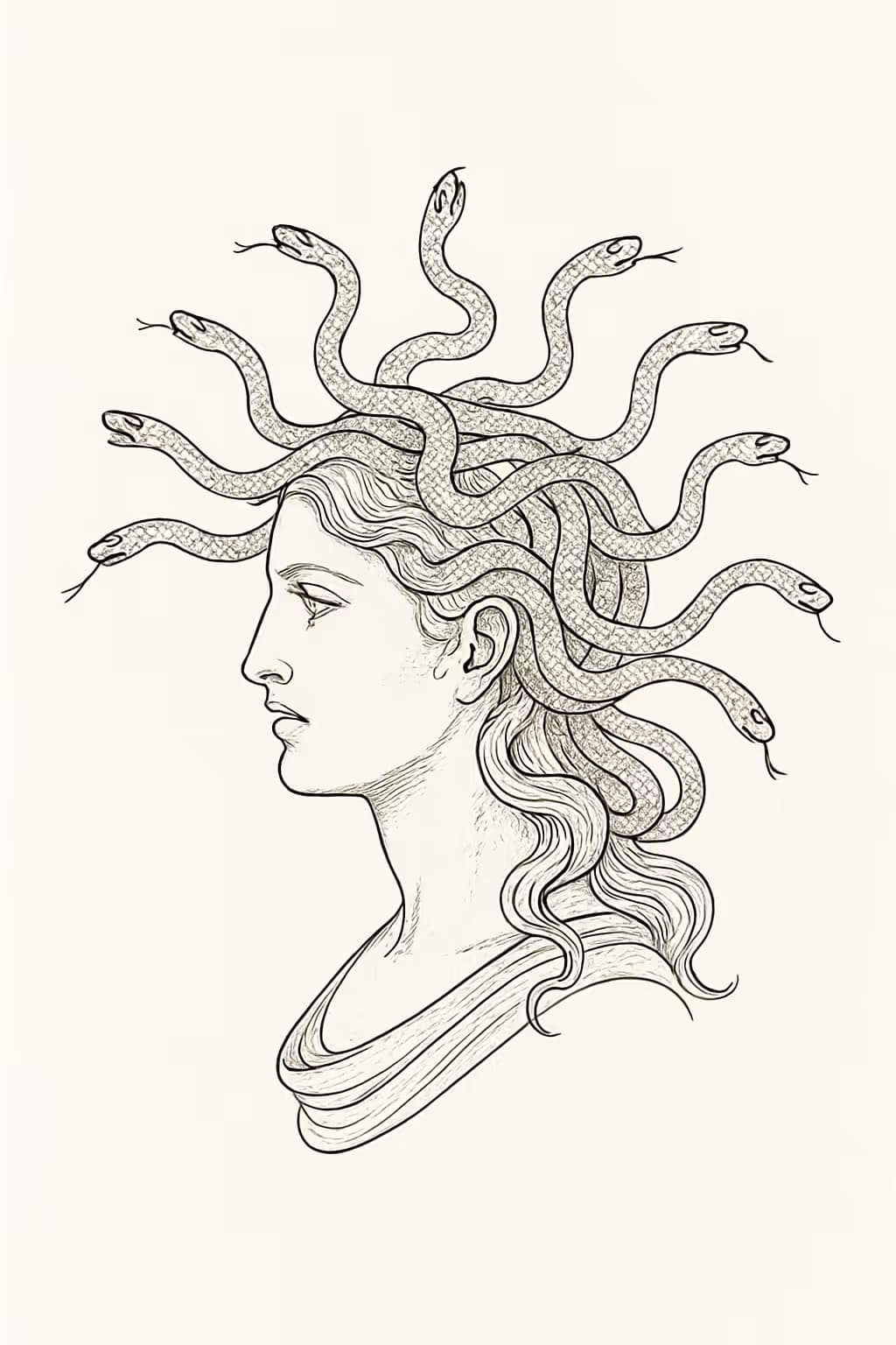 Tatuaje de Medusa | Fine Line y Halo de Serpientes