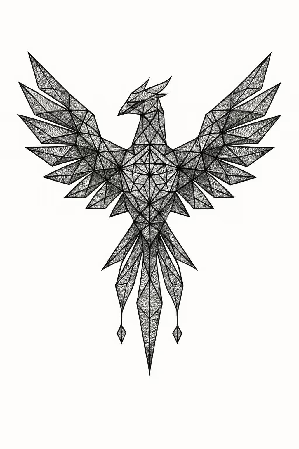 鳳凰紋身幾何設計 | 現代對稱美學