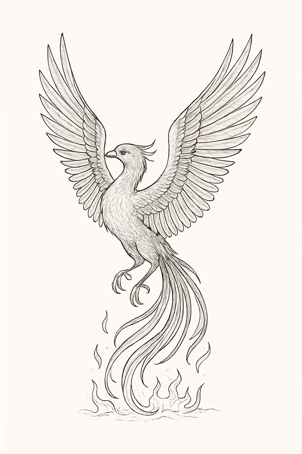 鳳凰紋身細線側視設計,重生美學