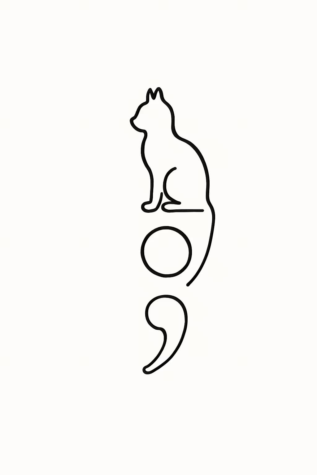 分號紋身貓剪影 | 極簡主義設計靈感