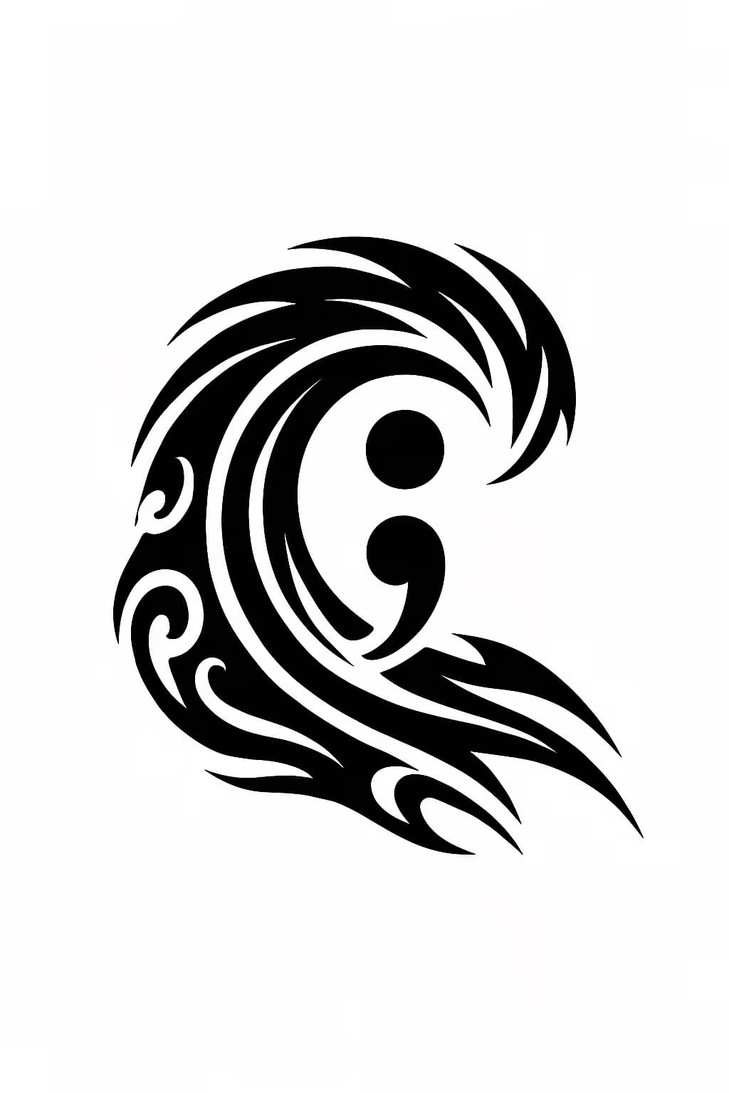 分號紋身部落波浪設計,流動感生存象徵