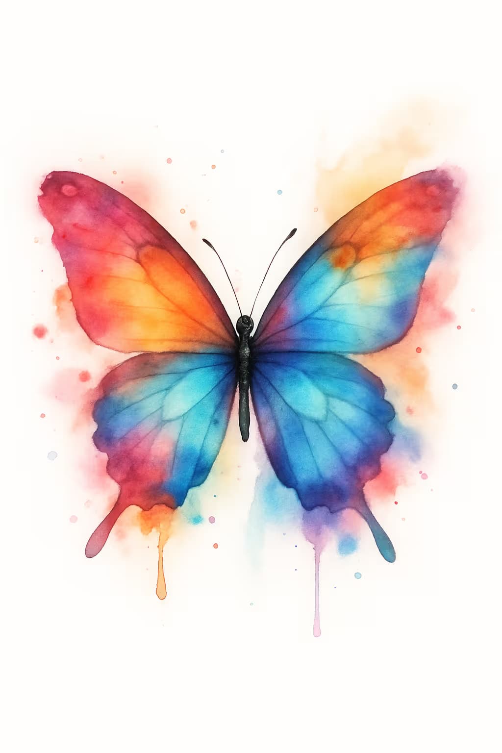 Tatuaje de mariposa en acuarela colorida y artística