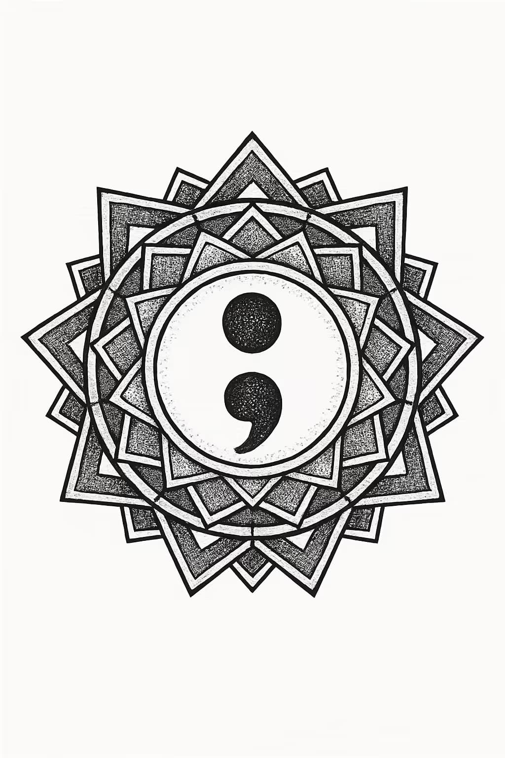 分號紋身幾何曼陀羅設計,現代藝術新選擇